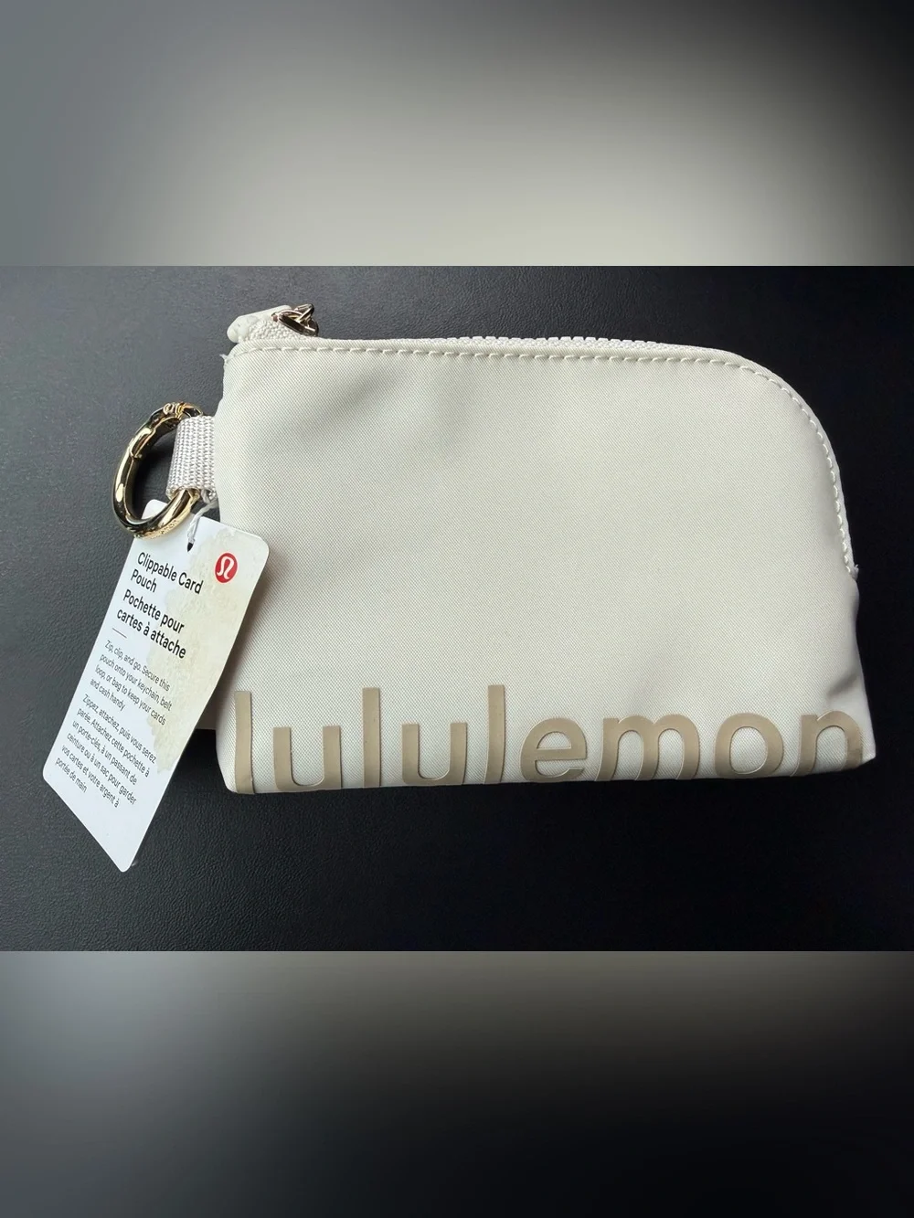 lululemon athletica Cream Clip-On Card Pouch with Ring
